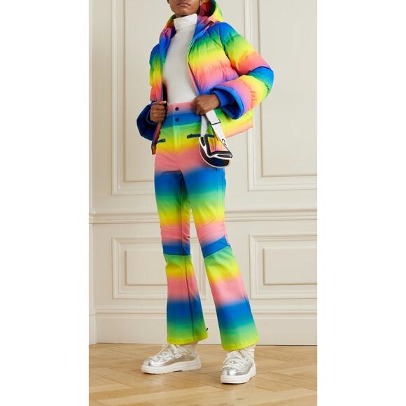 Perfect Moment Womens Multicolor Rainbow Polar Flare Down Jacket Size XL - Picture 3 of 16